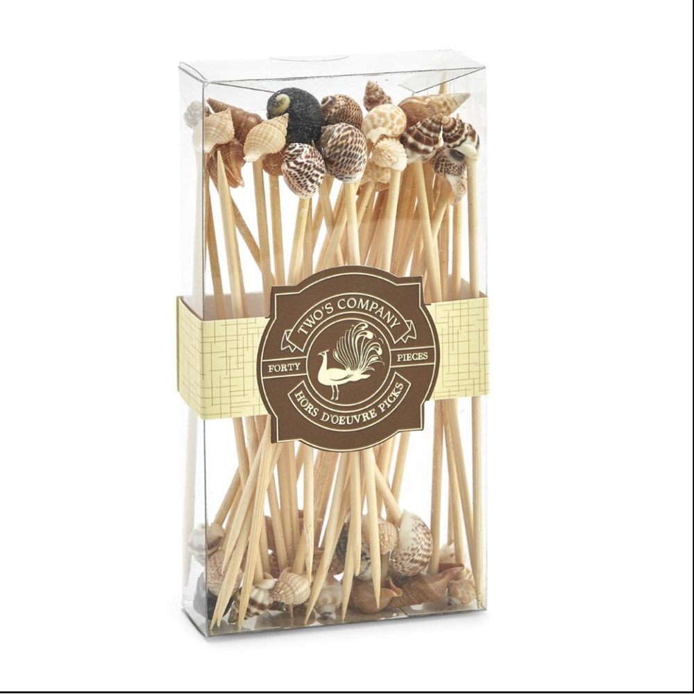 Two's Company Seashell Party Picks - Natural Tones